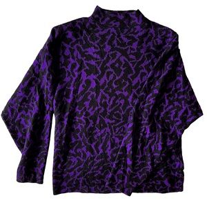 Punky purple leopard sweater - medium - 1980s sweater - alt sweater